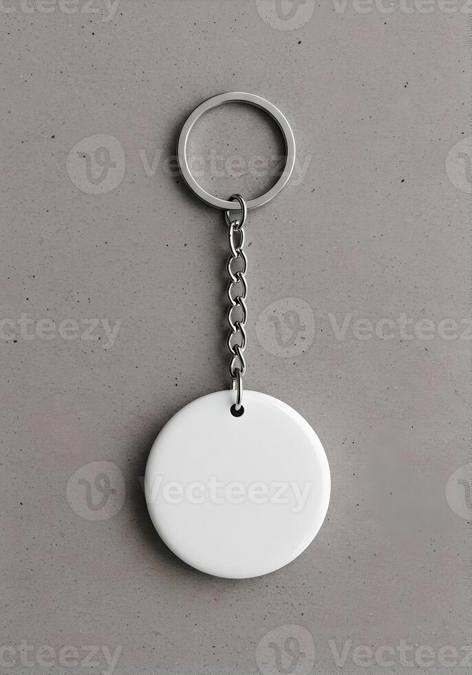 Blank White Keychain for Logo Design Mockup 2 photo