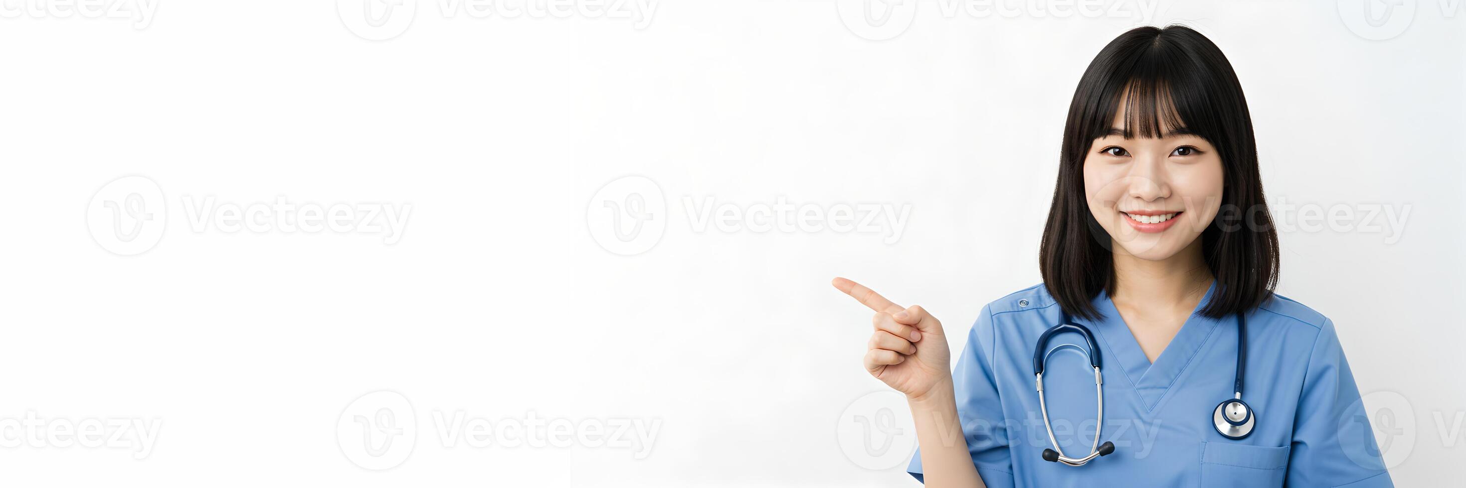 Healthcare Professional Gesturing with Hand for Presentation 3 photo