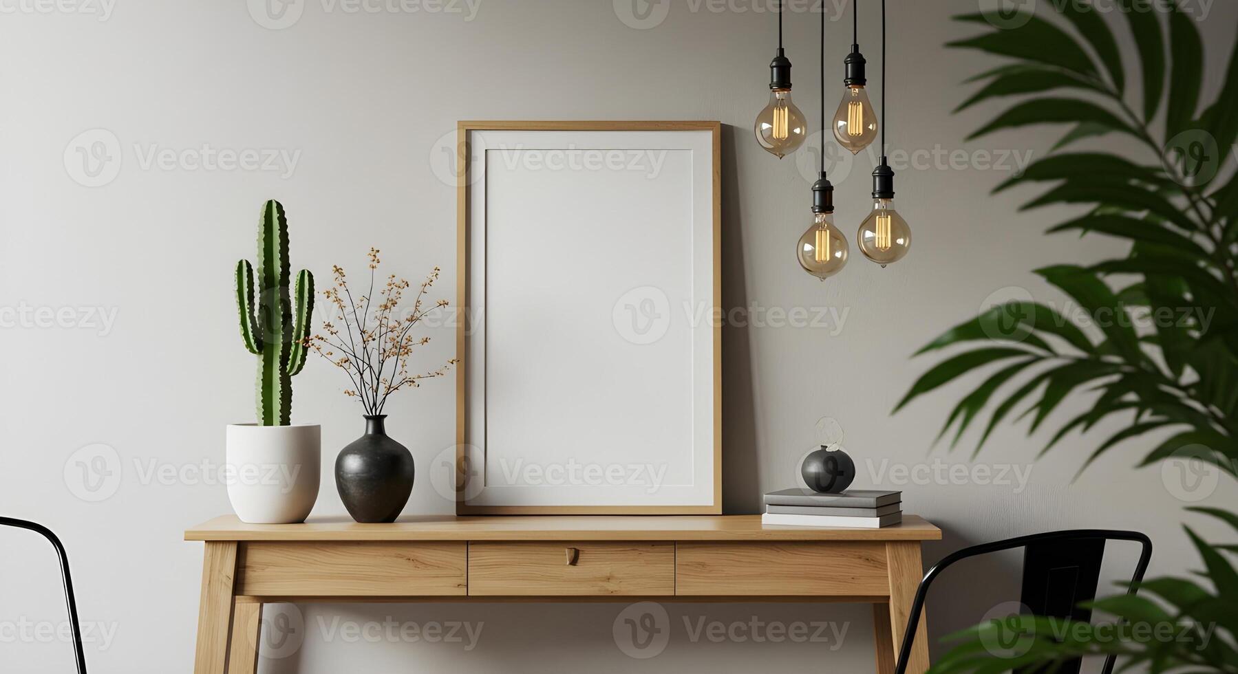 Design Mockup on a Wall Picture Frame with Decorative Elements 1 photo