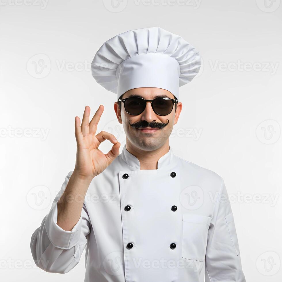 Chef Making OK Gesture While Wearing Sunglasses and Uniform 1 photo