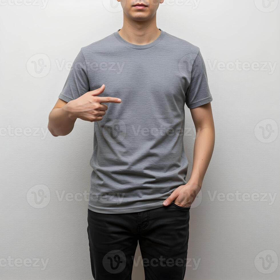 Design Mockup on Gray Blank T-Shirt 2 photo