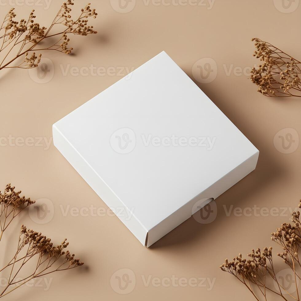 Logo Mockup and Copy Space on Eco-Friendly White Kraft Paper Box Display 2 photo