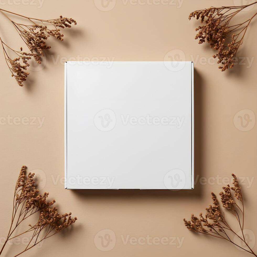 Logo Mockup and Copy Space on Eco-Friendly White Kraft Paper Box Display 1 photo