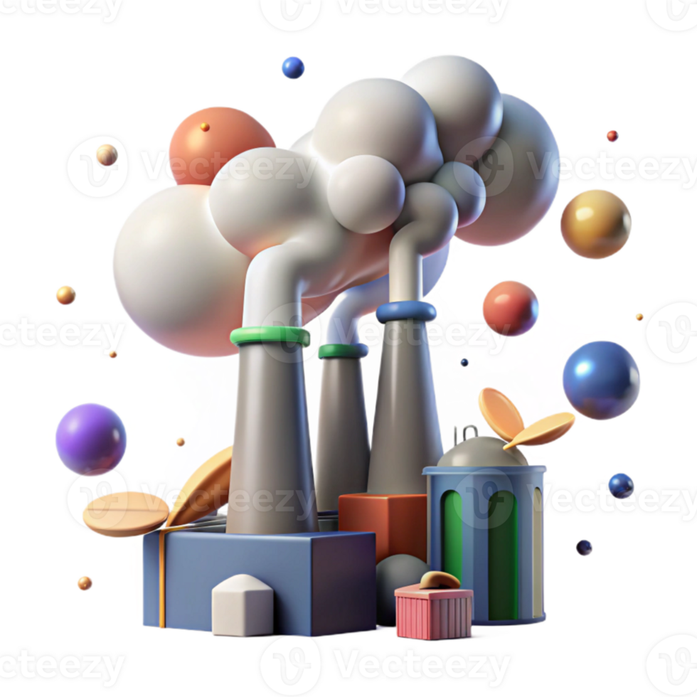 stunning abstract Factory Emissions Smoke Plumes Transparent Background high resolution png
