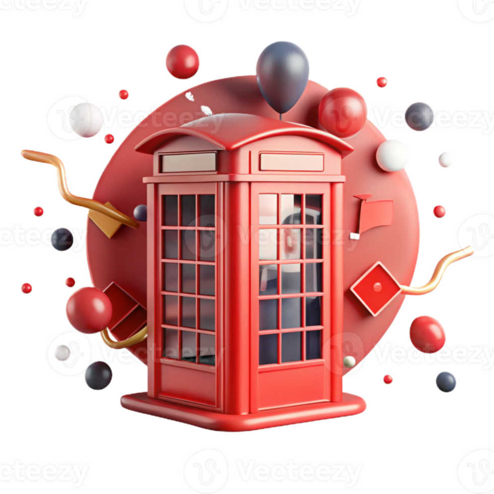stunning abstract Classic Telephone Booth Isolated with Red Paint original png