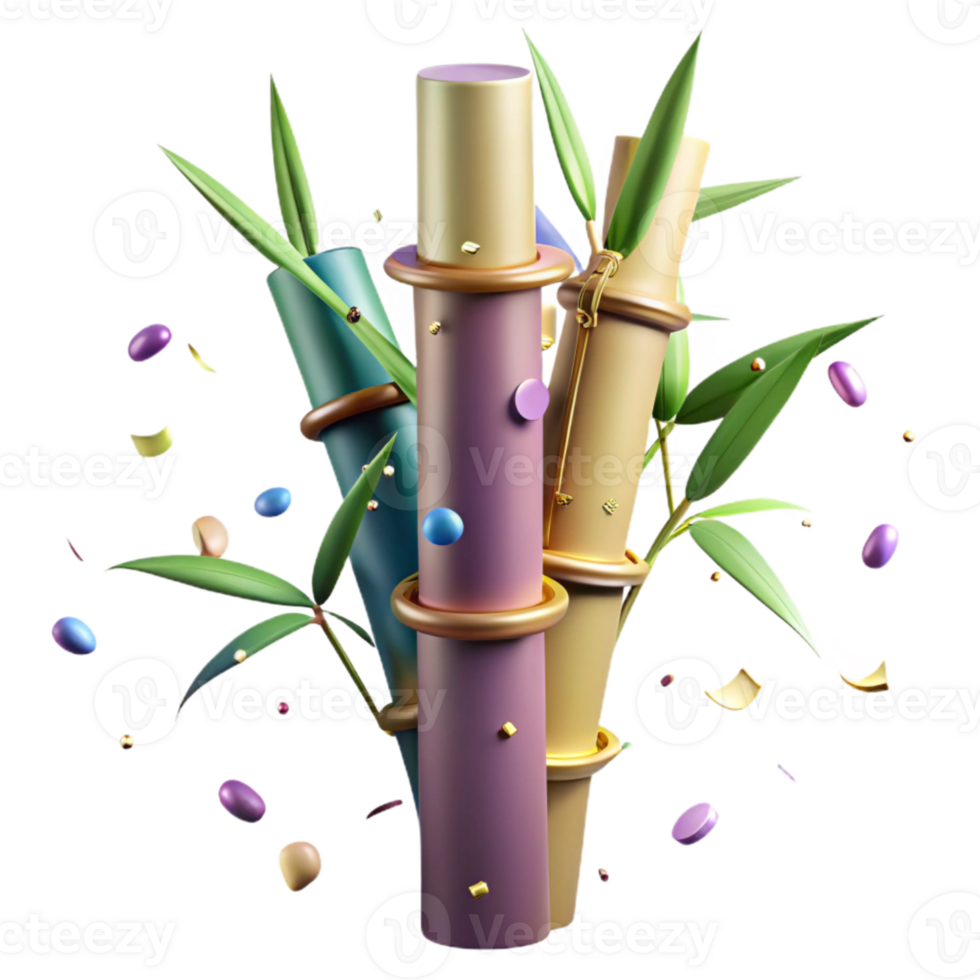 vibrant minimalist Bamboo Plant Stem Close Up Isolated Cutout professional png
