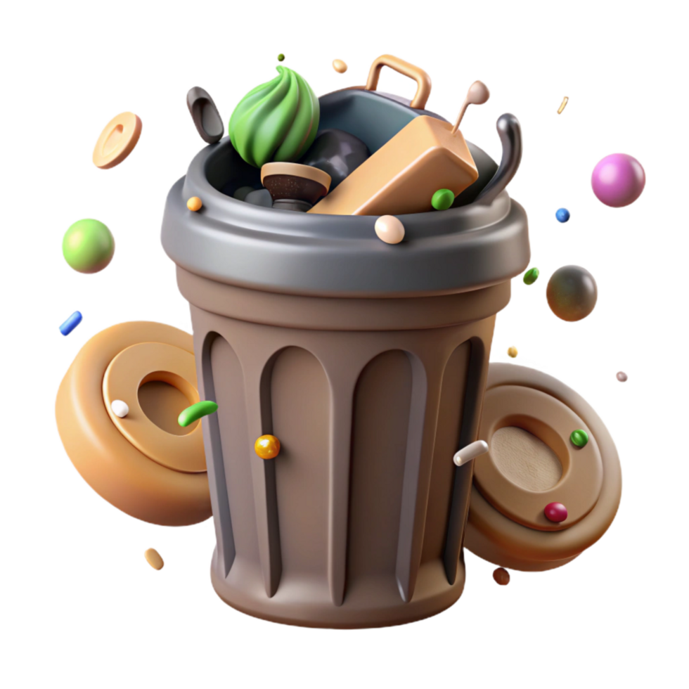 elegant minimalist Compost Bin Organic Waste Close Up Transparent Background exclusive png