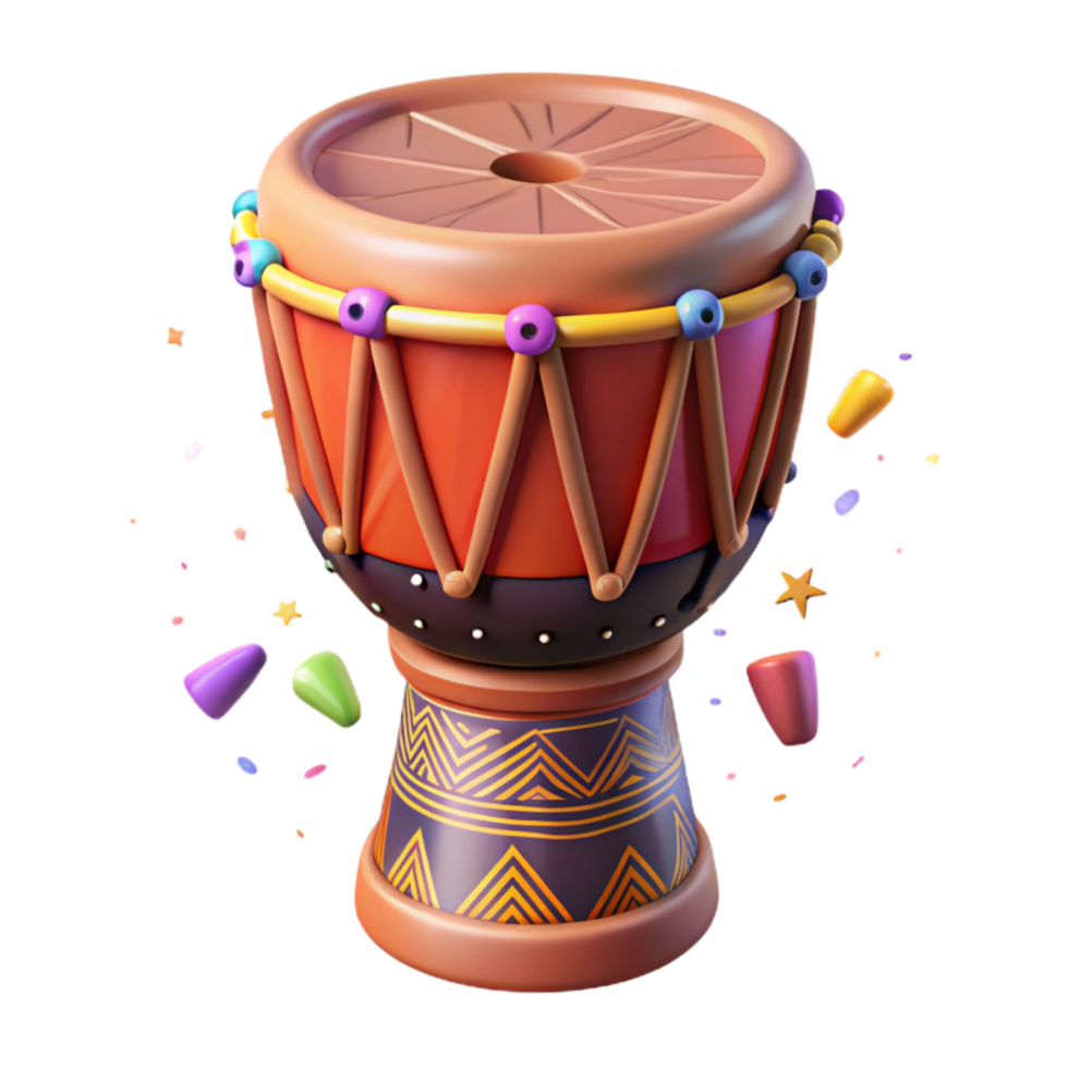 elegant abstract Djembe Drum African Rhythms Vibrant Patterns Isolated Cutout high resolution png