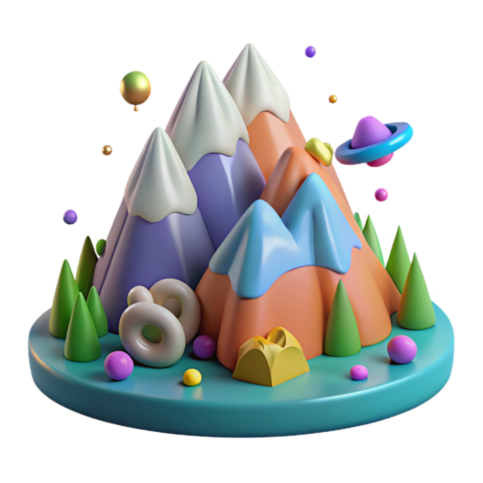 elegant modern Cartoon Mountain Landscape Cutout with Bright Colors original png