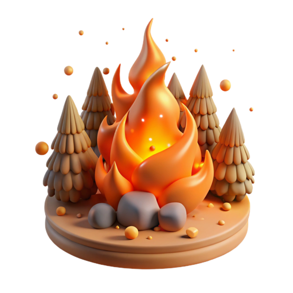 elegant minimalist Forest Fire Orange Glow Transparent Background high quality png