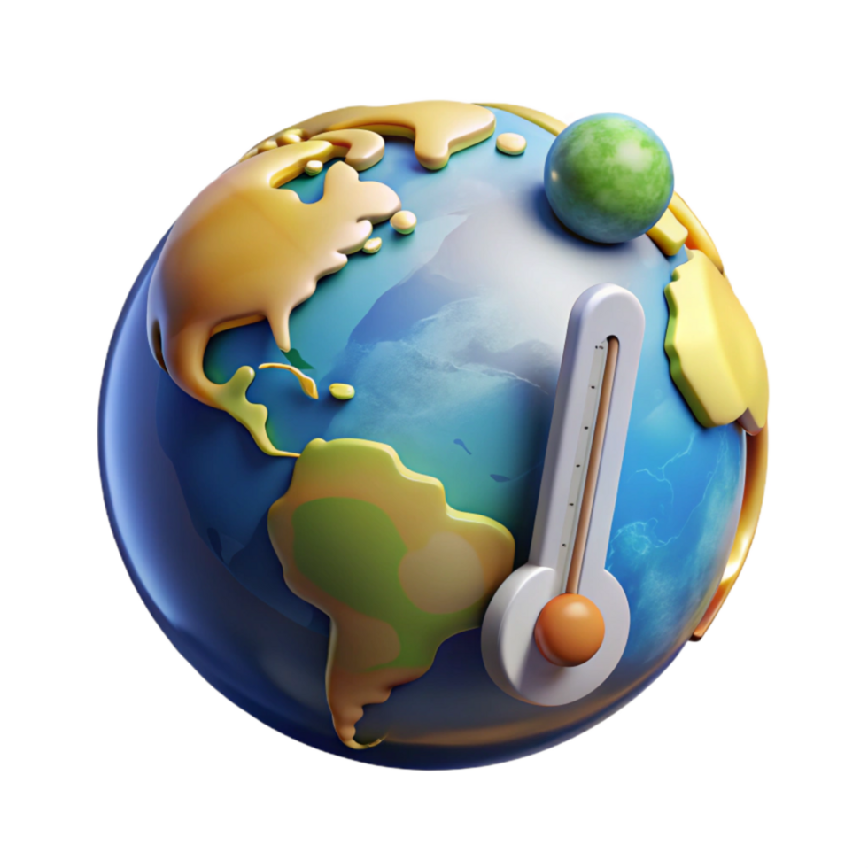 impressive modern Earth Globe with Thermometer High Contrast Transparent genuine png