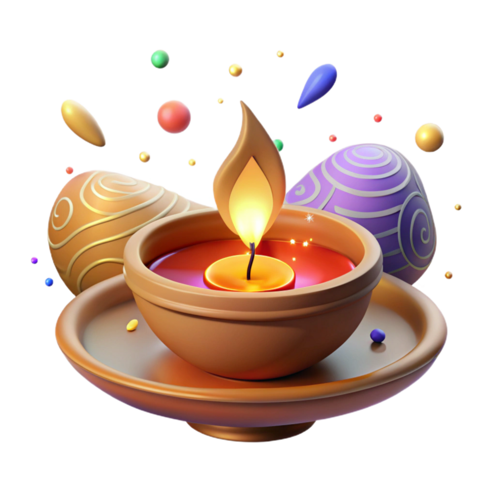 impressive creative Diwali Diya Isolated with Warm Glow Effect detailed png
