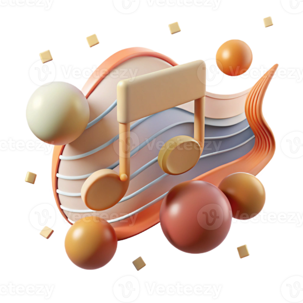 vibrant traditional Flat Symbol Musical Notation with Transparent Background genuine png