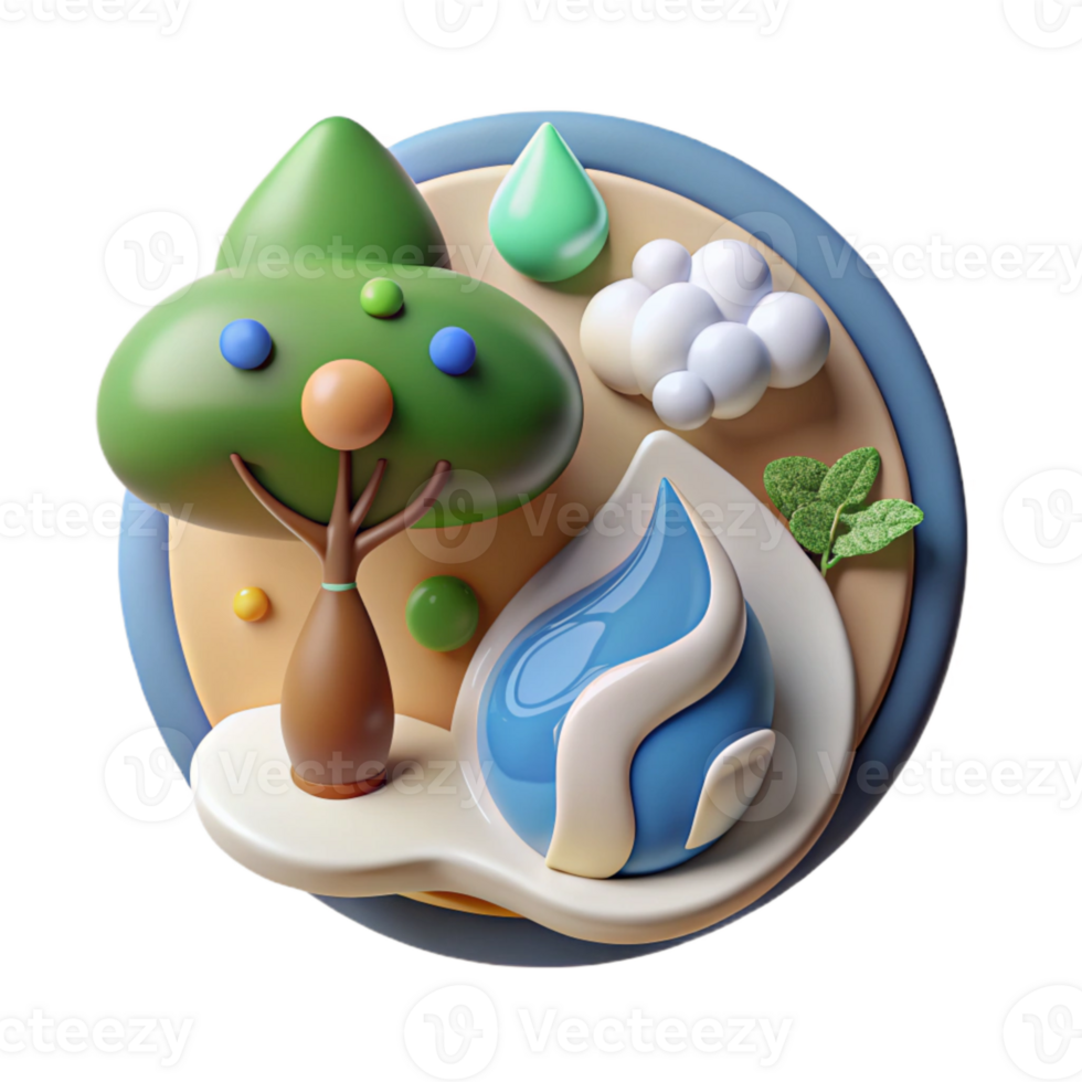 beautiful modern Environmental Conservation Effort Icon with Tree and Water Drop Cutout exclusive png