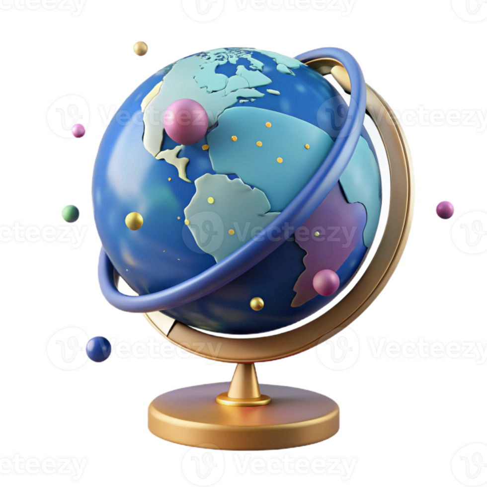 vibrant artistic Globe Tilted Axis Transparent Background Isolated Element genuine png