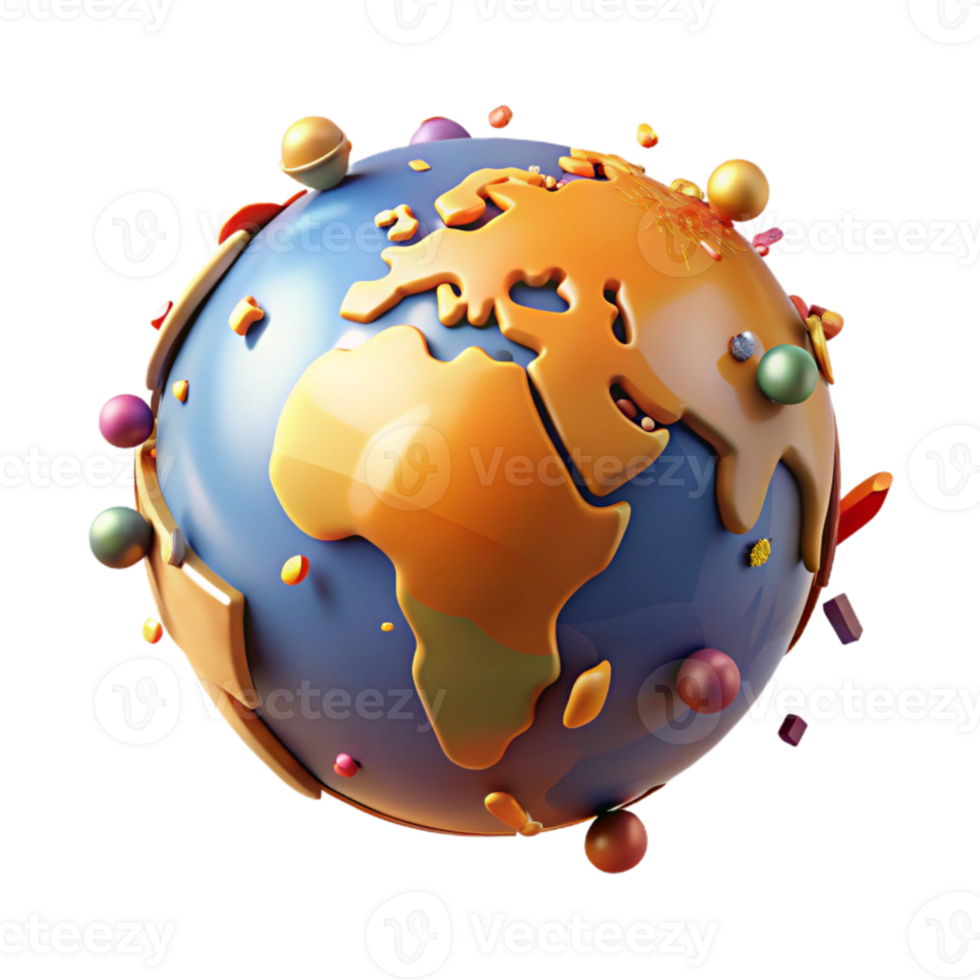 impressive modern Climate Change Earth Globe Isolated with Warm Hues detailed png