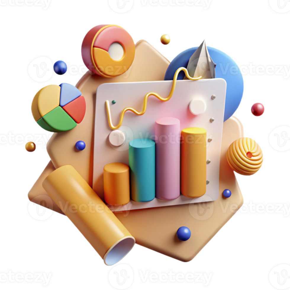 beautiful artistic Financial Literacy Charts and Graphs Cutout detailed png