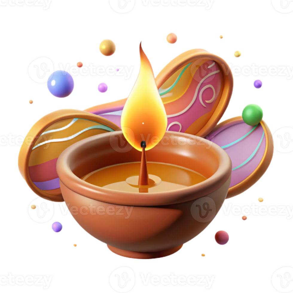 magnificent classic Diwali Diya Isolated with Warm Glow Effect professional png