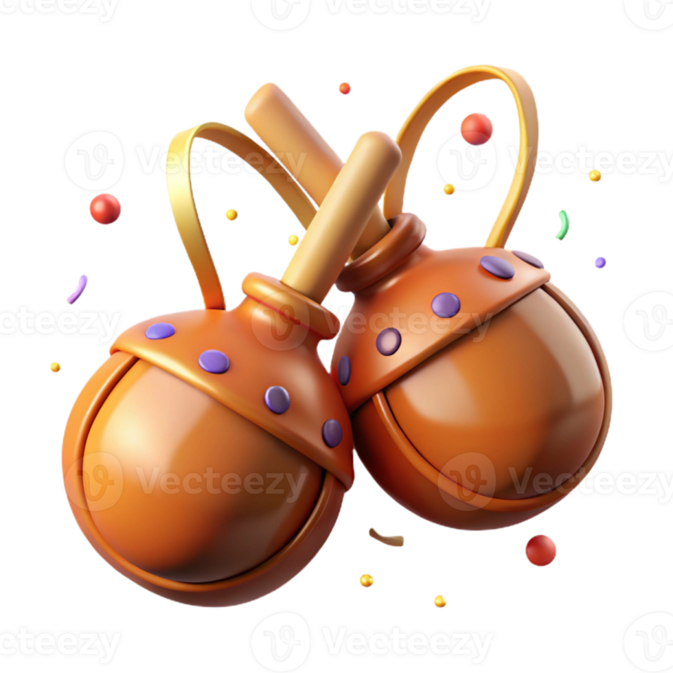 dramatic modern Castanets Spanish Dance Rhythmic Clicks Isolated with Warm Lighting detailed png