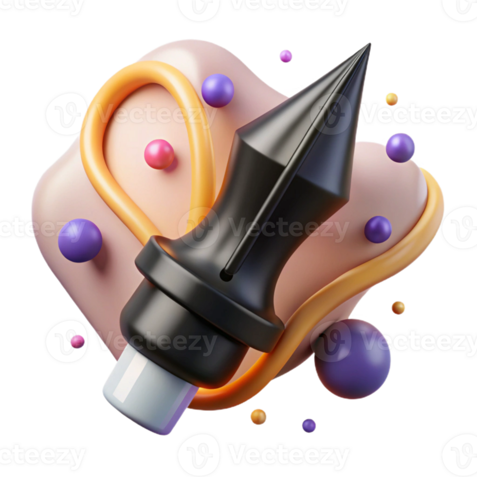 elegant vintage Black Calligraphy Pen Tip Detail Isolated Cutout original png
