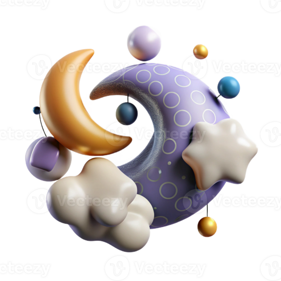 stunning classic Crescent Moon and Clouds Isolated Element original png