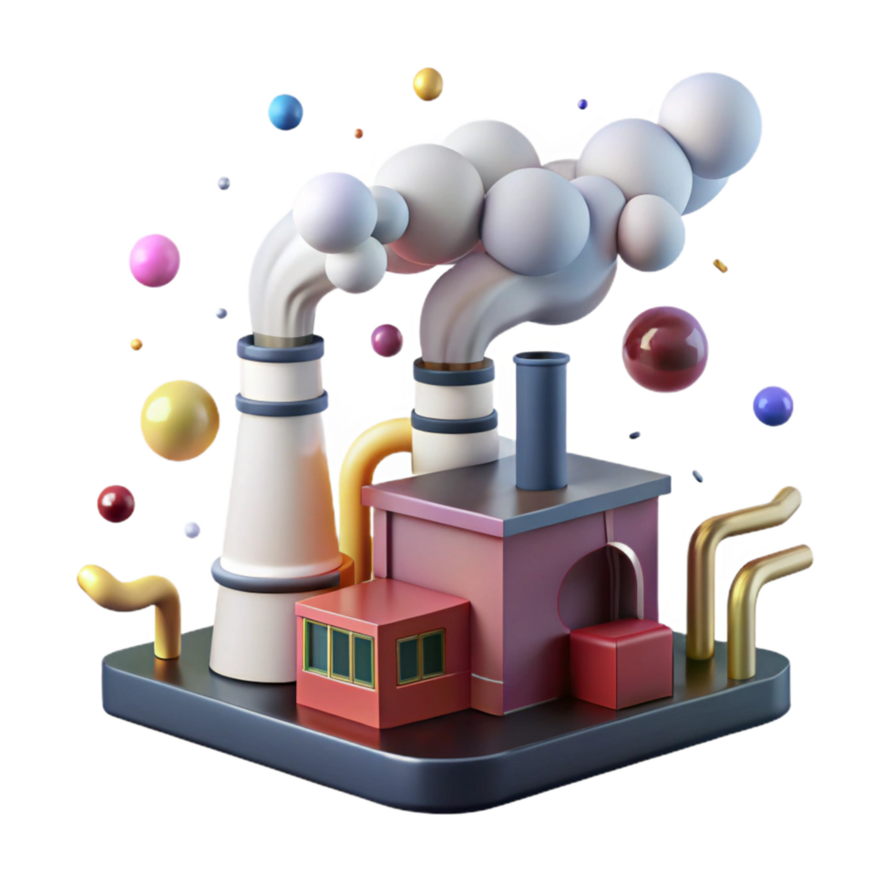 vibrant traditional Factory Emitting Smoke Isolated on Transparent Background authentic png