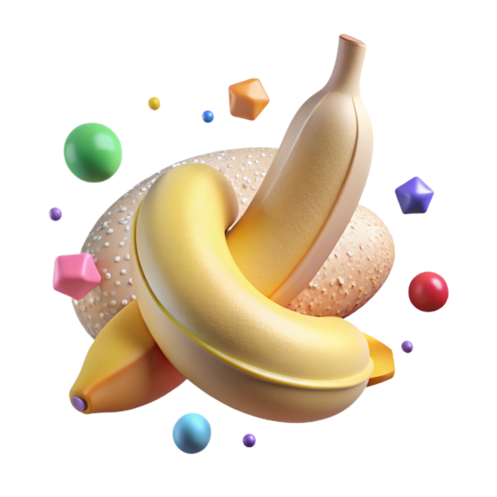 beautiful abstract Banana Peeled and Whole Isolated png