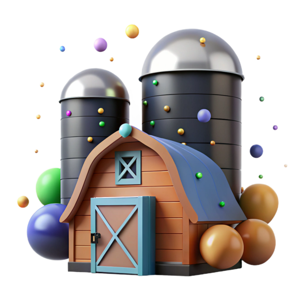 vibrant traditional Barn with Silo Silhouette Isolated detailed png