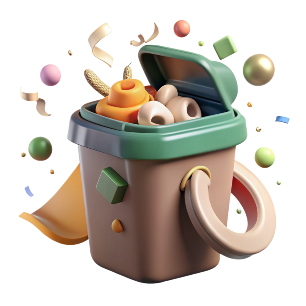 impressive abstract Compost Bin with Food Scraps Isolated Cutout detailed png