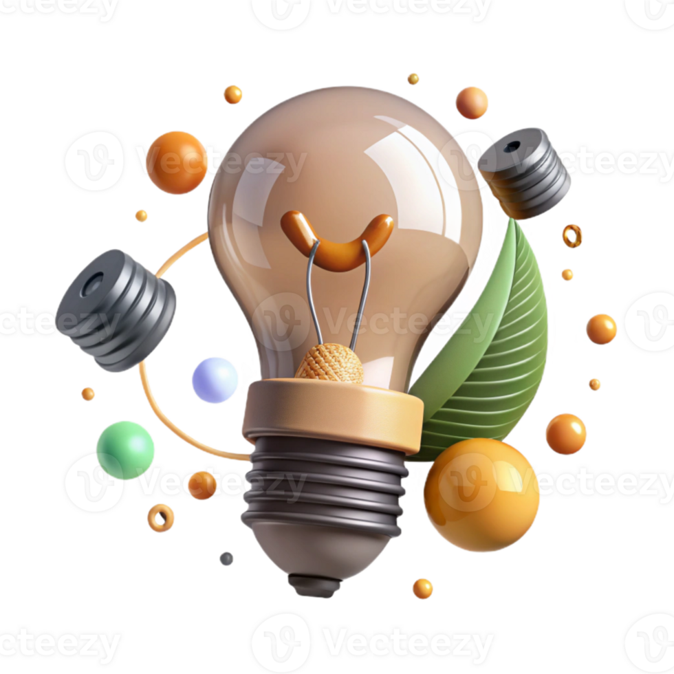 beautiful abstract Eco Light Bulb Shining Cutout Transparent Background genuine png