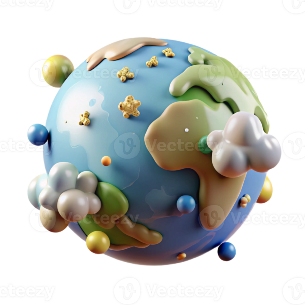 stunning abstract Detailed Earth Map with Clouds Transparent Background detailed png