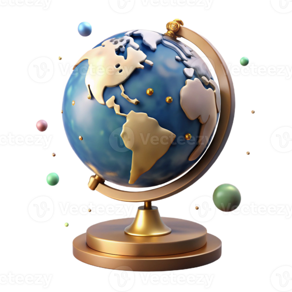 wonderful vintage Antique Globe Front View Isolated on Transparent Background png