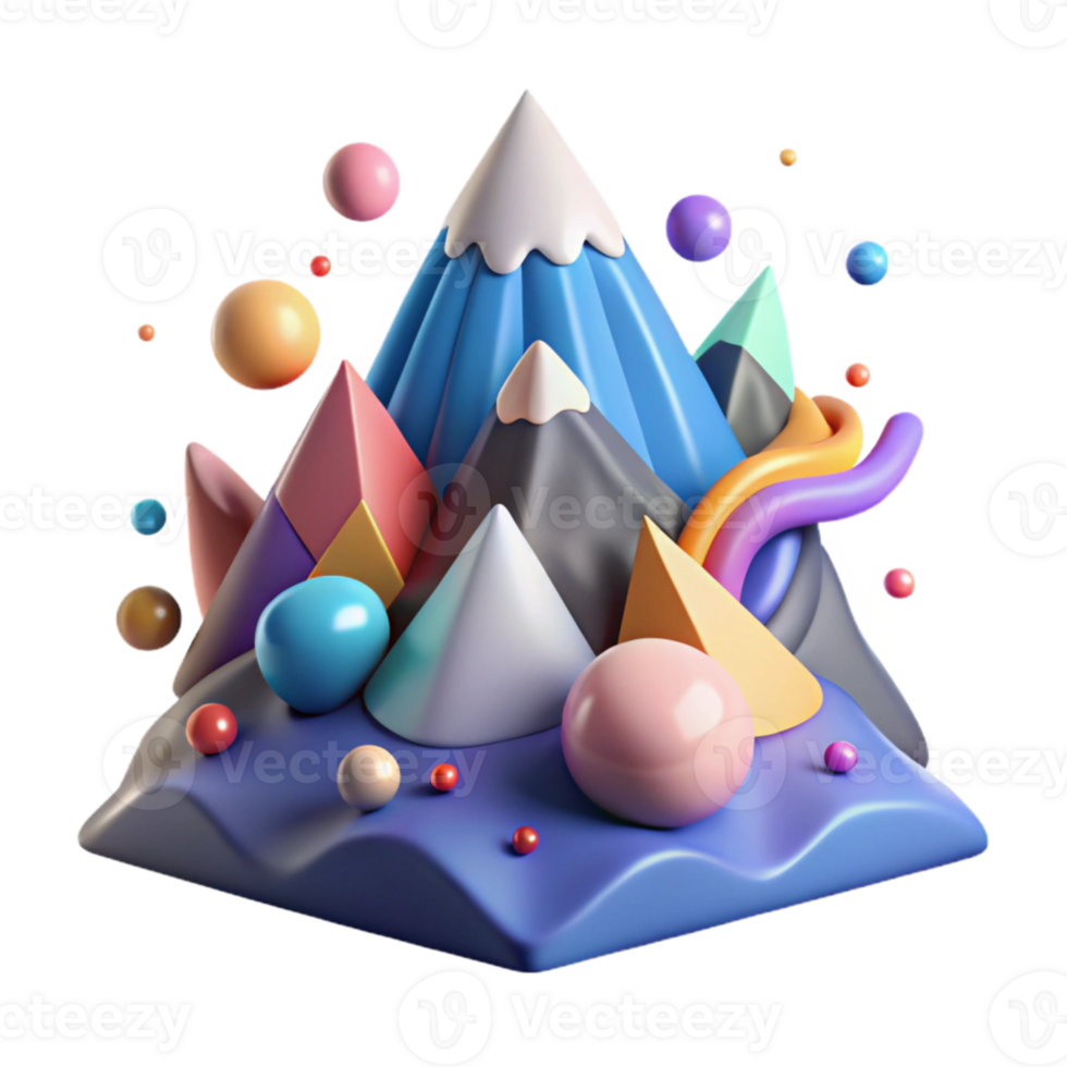 vibrant artistic Abstract Mountain Art Cutout with Bold Colors high quality png
