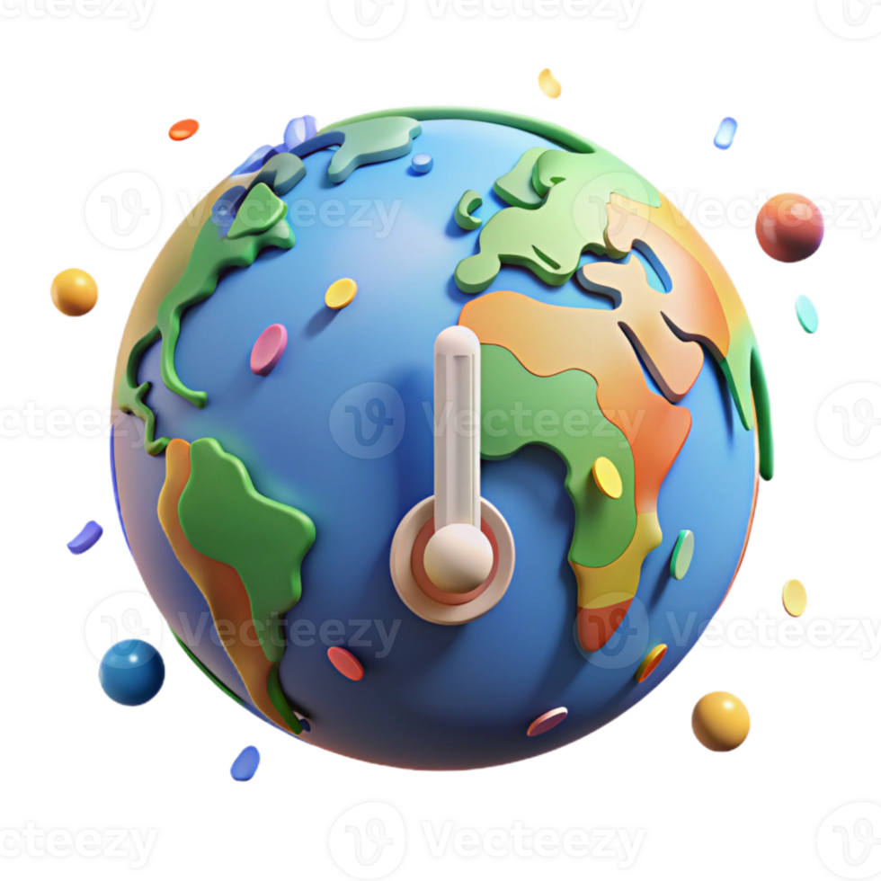 elegant traditional Earth Globe with Thermometer High Contrast Transparent authentic png