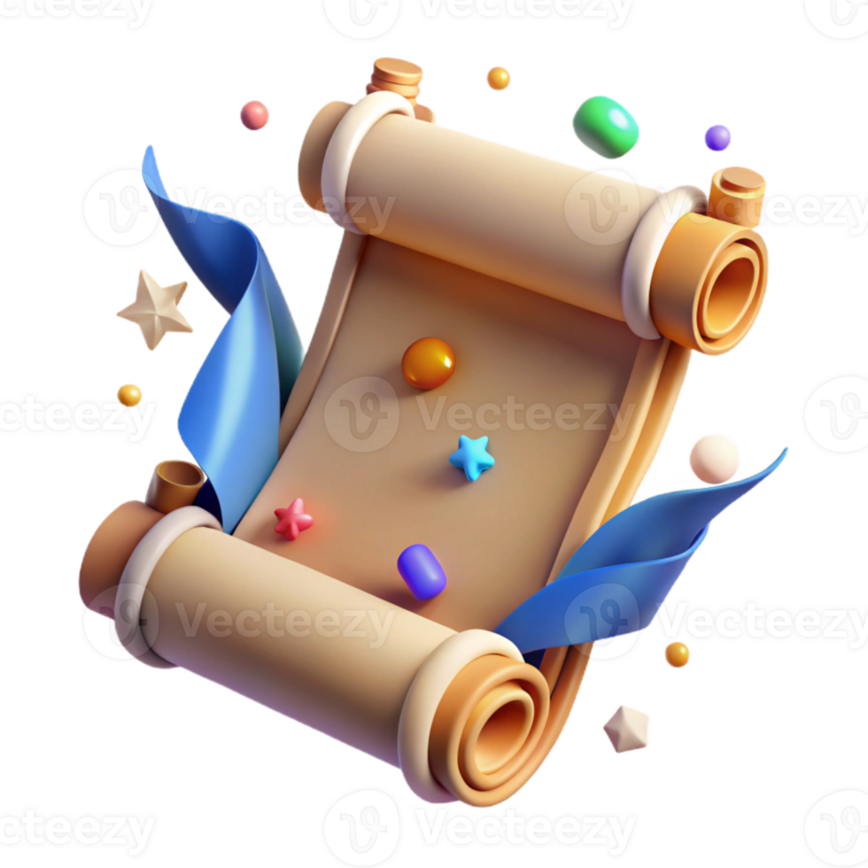 beautiful minimalist Ancient Scroll Detailed Illustration Isolated professional png