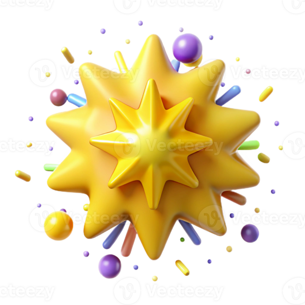 stunning rustic Bright Yellow Starburst Shape Isolated Element genuine png
