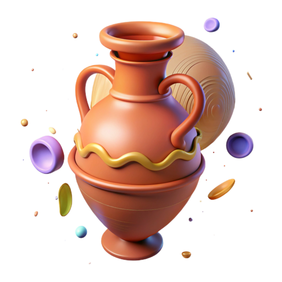 vibrant classic Ancient Amphora Transparent Background with Clay Texture Isolated high quality png