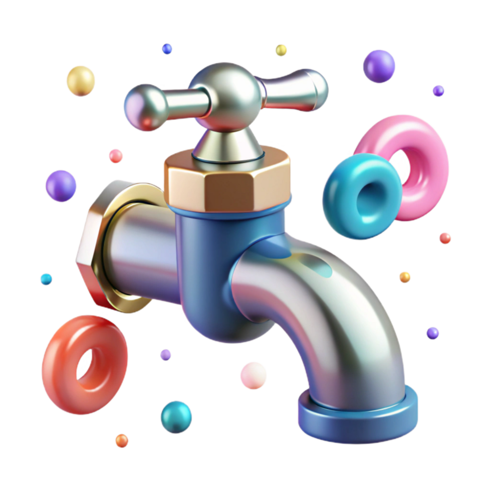 dramatic creative Clean Water Faucet Cutout on Transparent Background high quality png