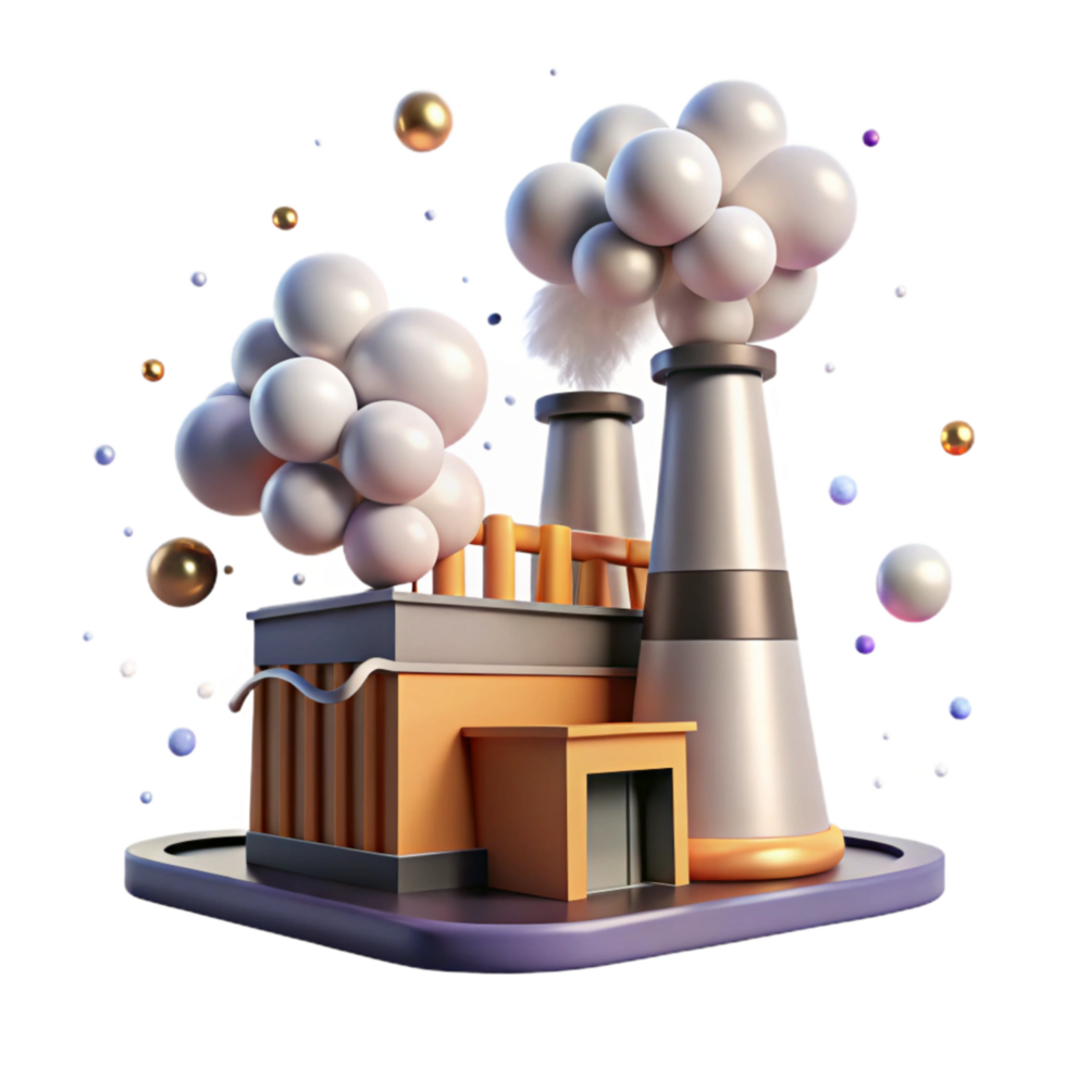 serene artistic Factory Emitting Smoke Into Air Isolated Element exclusive png