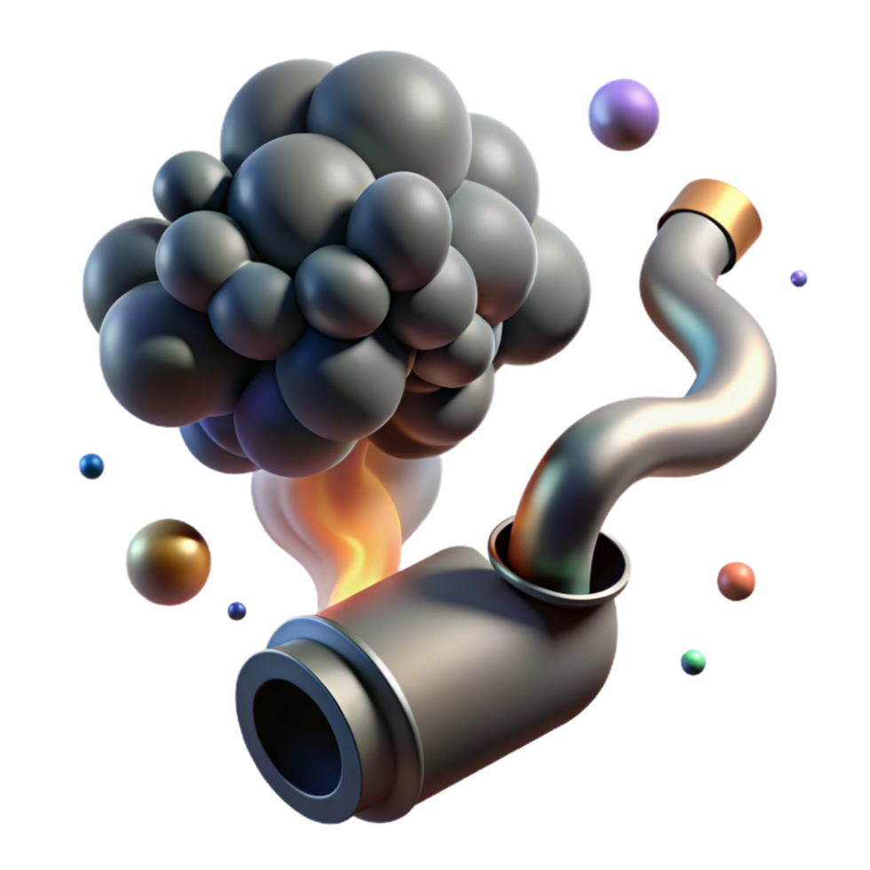 extraordinary traditional Car Exhaust Pipe Smoke Plumes Cutout with Gray and Black Smoke premium png