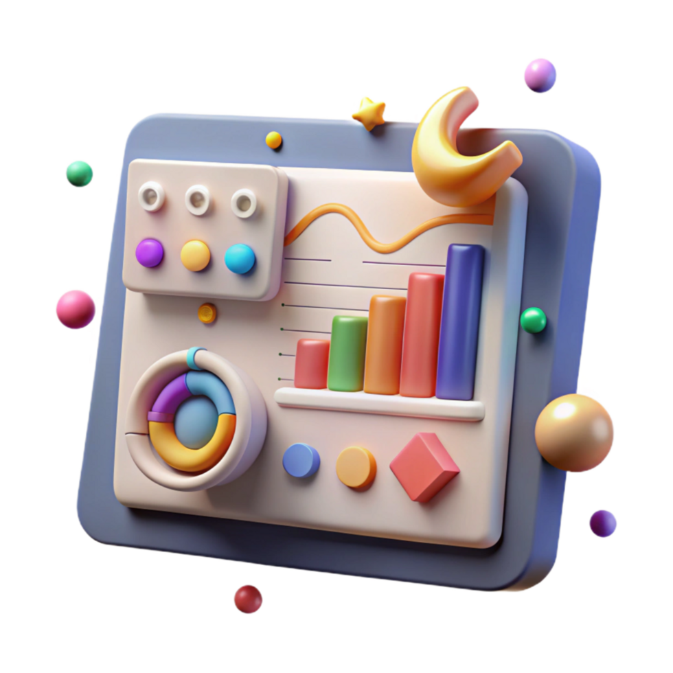 impressive modern Business Analytics Dashboard Metrics Display Isolated high resolution png