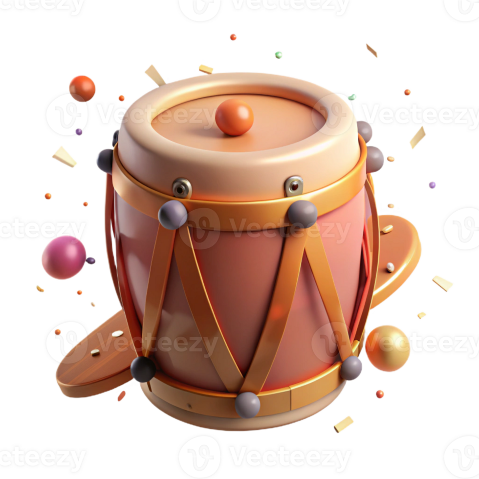 magnificent classic Atabaque Drum Brazilian Music Afro-brazilian Culture Isolated with Warm Lighting high quality png