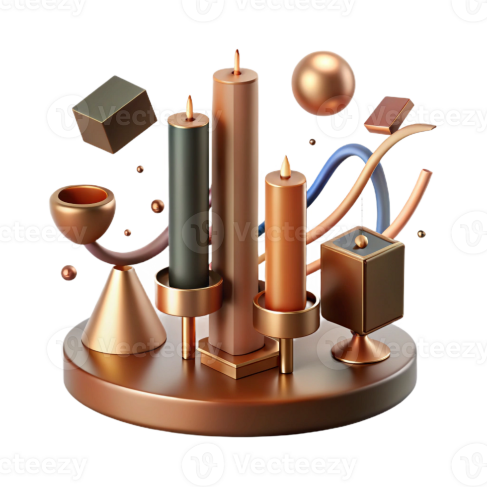 magnificent rustic Bronze Candlestick Chart Cutout with Long Shadows genuine png