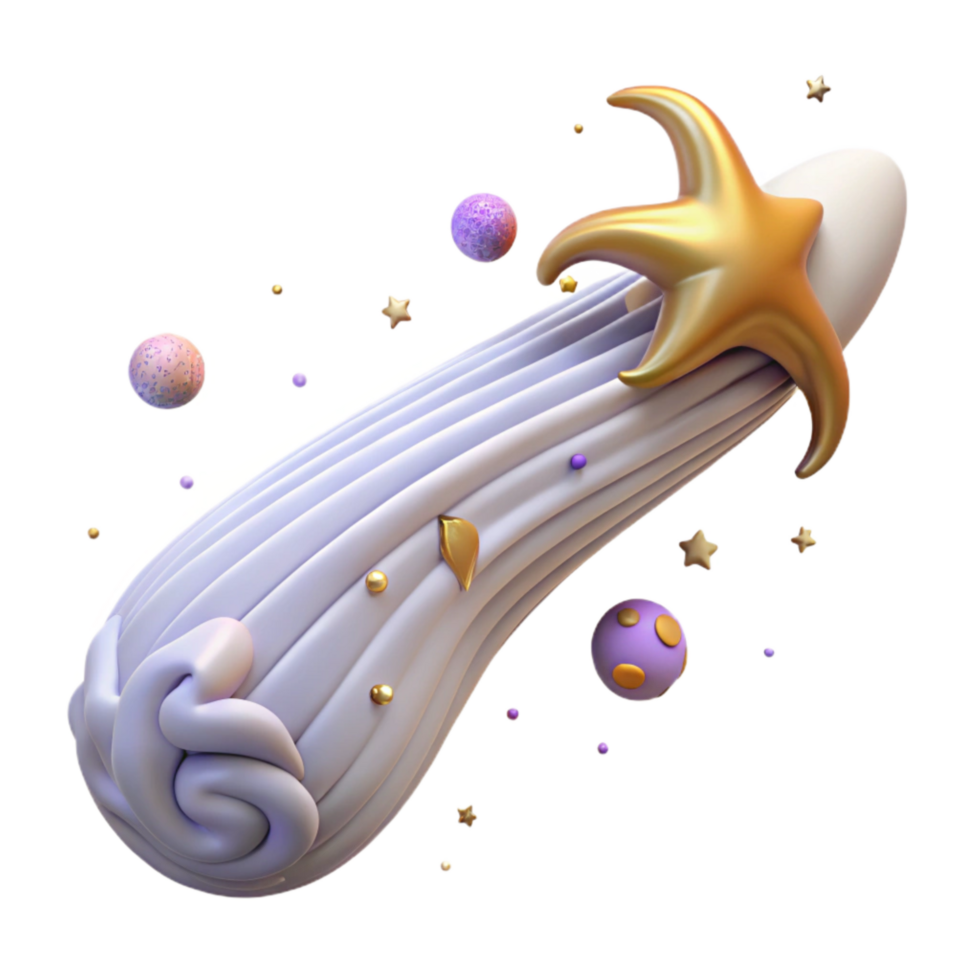 wonderful minimalist Comet with Long Tail Cutout on Transparent Background genuine png