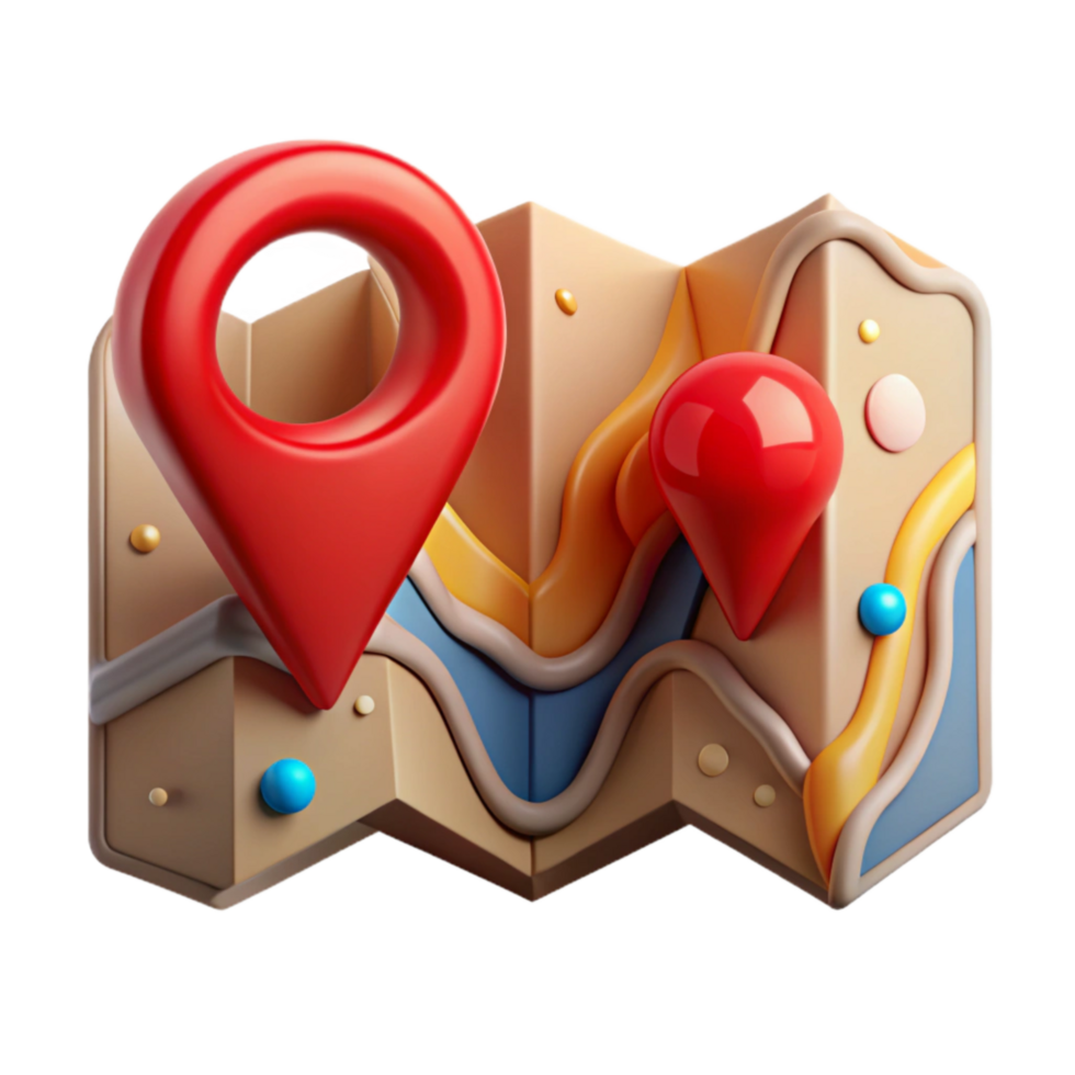 vibrant artistic Folded Map with Red Marker Isolated Element exclusive png