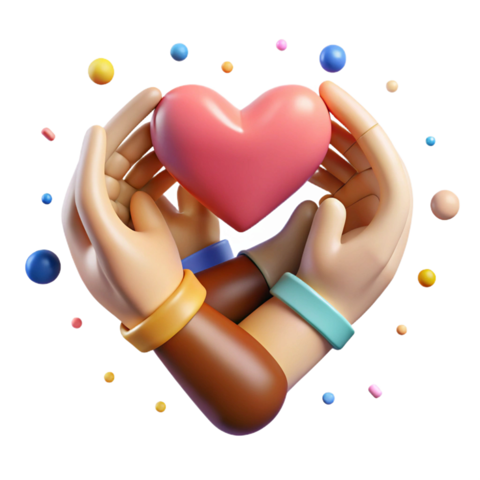 impressive artistic Diverse Hands Forming Heart Unity Symbol Transparent Background authentic png