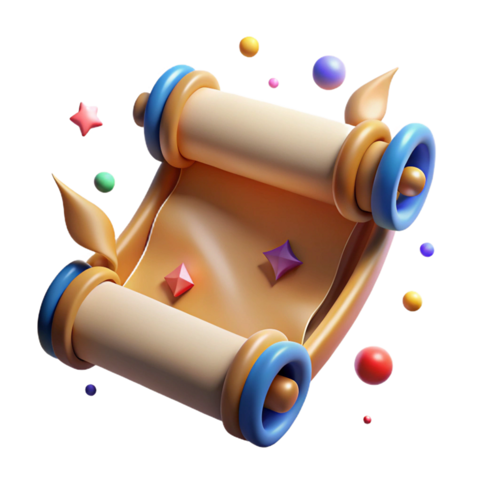 vibrant rustic Ancient Scroll Unfurled Isolated on Transparent Background authentic png