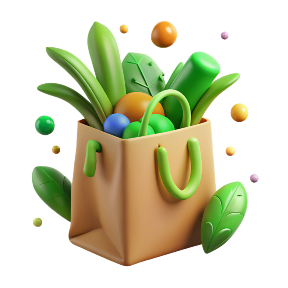 serene rustic Eco Friendly Shopping Bag Green Canvas Isolated genuine png