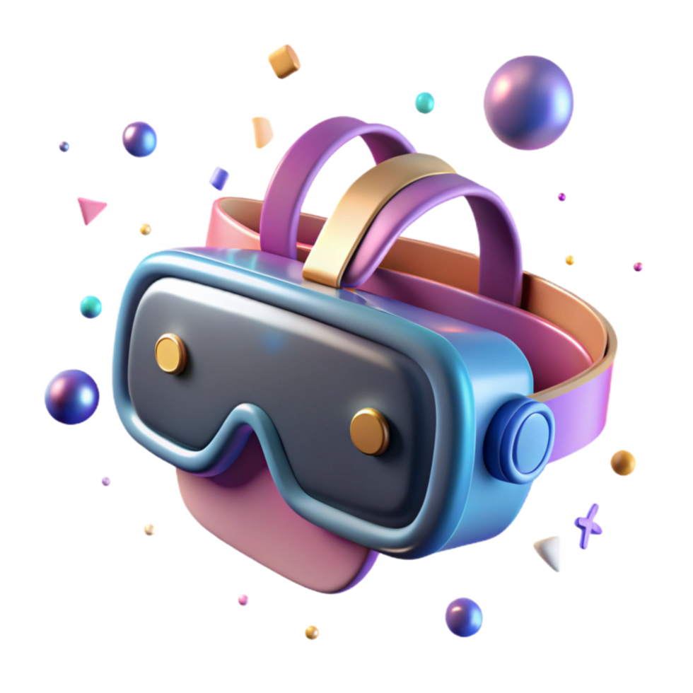 extraordinary contemporary D Model of Vr Headset with Glow Effect Transparent authentic png