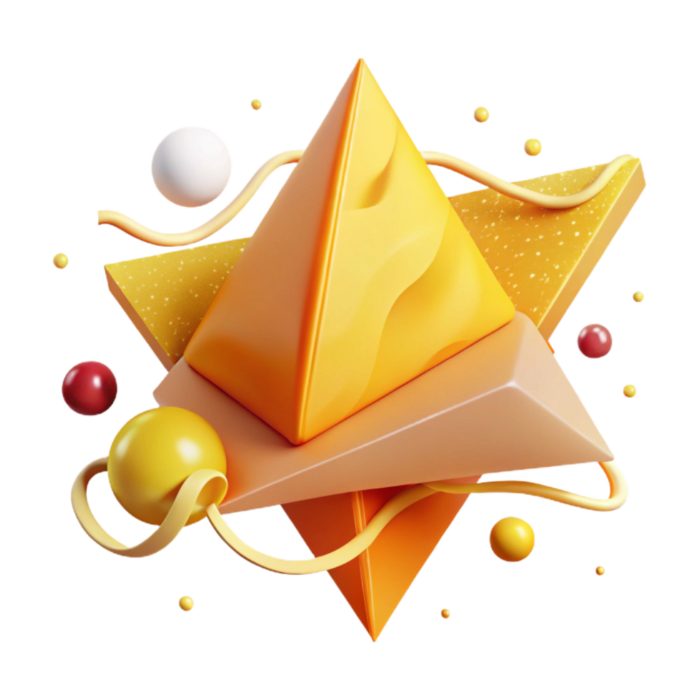 elegant artistic Abstract Triangle Yellow and Orange Gradient Cutout high resolution png